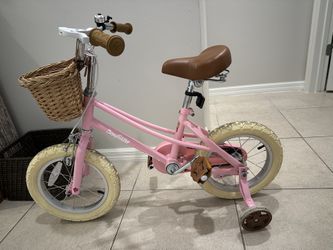 Pink Kids Bike With Training Wheels And Basket!