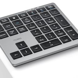 Nulea Wireless Number Pad Bluetooth 5.0 & 2.4G Portable Numeric Keyboard, USB-C Rechargeable, 34-Keys Bluetooth Keyboard for Data Entry, Compatible fo