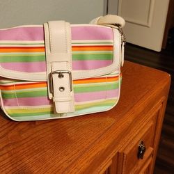 Coach Striped Shoulder Purse