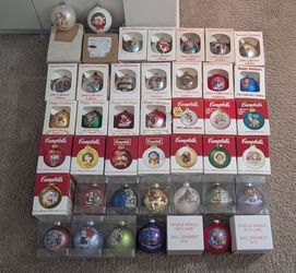 Vintage Campbell’s Kids Complete 1(contact info removed) Christmas Ball Ornament Set Boxed