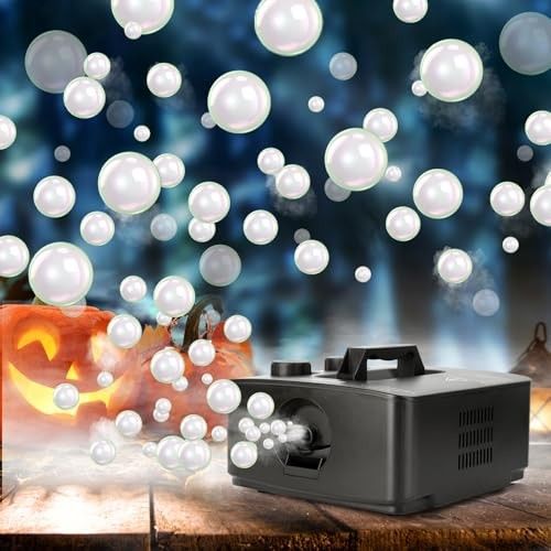 blessny Fog Bubble Machine, 2 in 1 Professional Smoke Bubble Maker for Stage Party Halloween Christmas Wedding Birthday, 8000Fog Filled Bubble Per Min