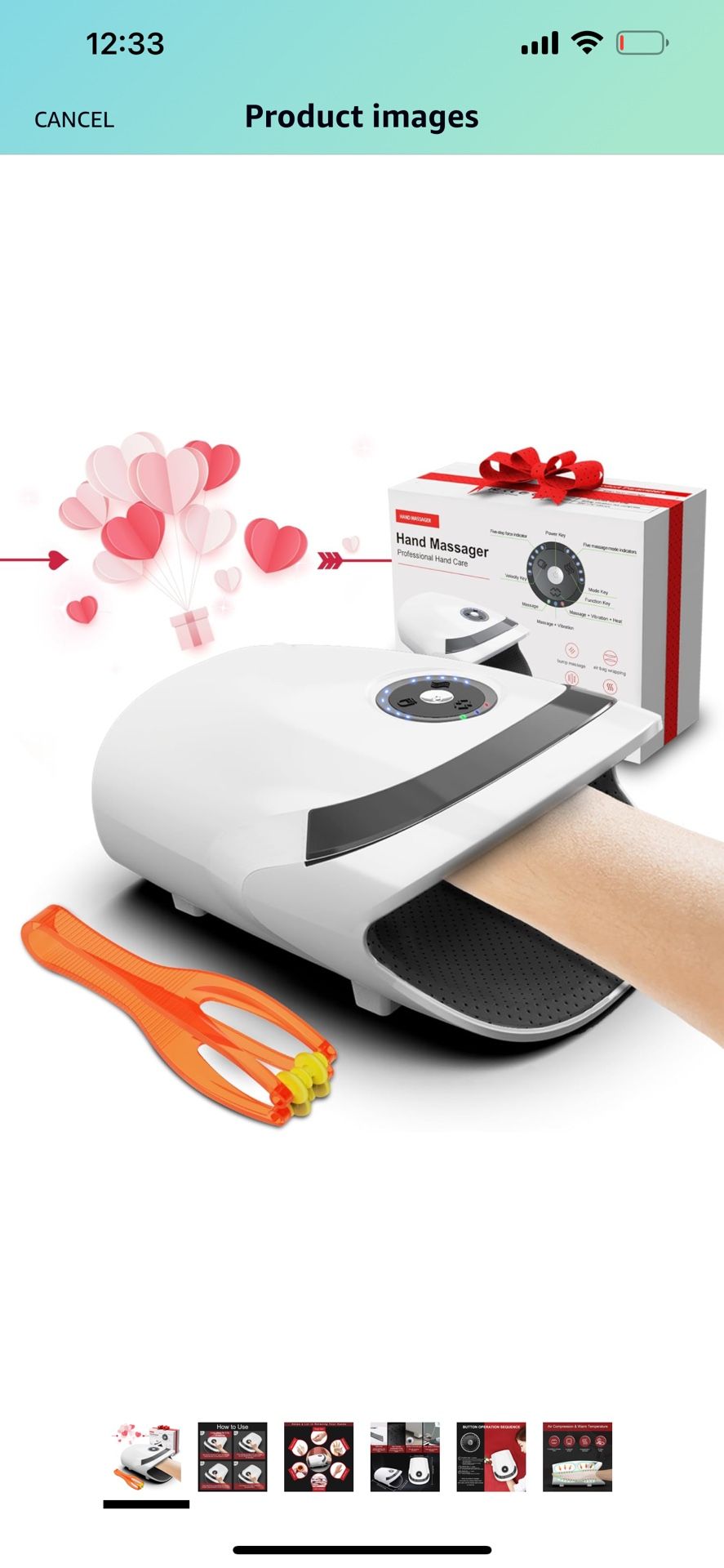 Hand Massager with Compression & Heating,Cordless Electric Massagers - Valentines Day Gifts for Her Him Boyfriend,Gifts for Women Men Her Him Mom,Teen