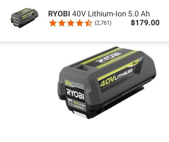 RYOBI 40V Lithium Ion Ah Battery