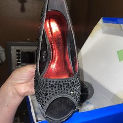 Black Rhinestone High Heels 