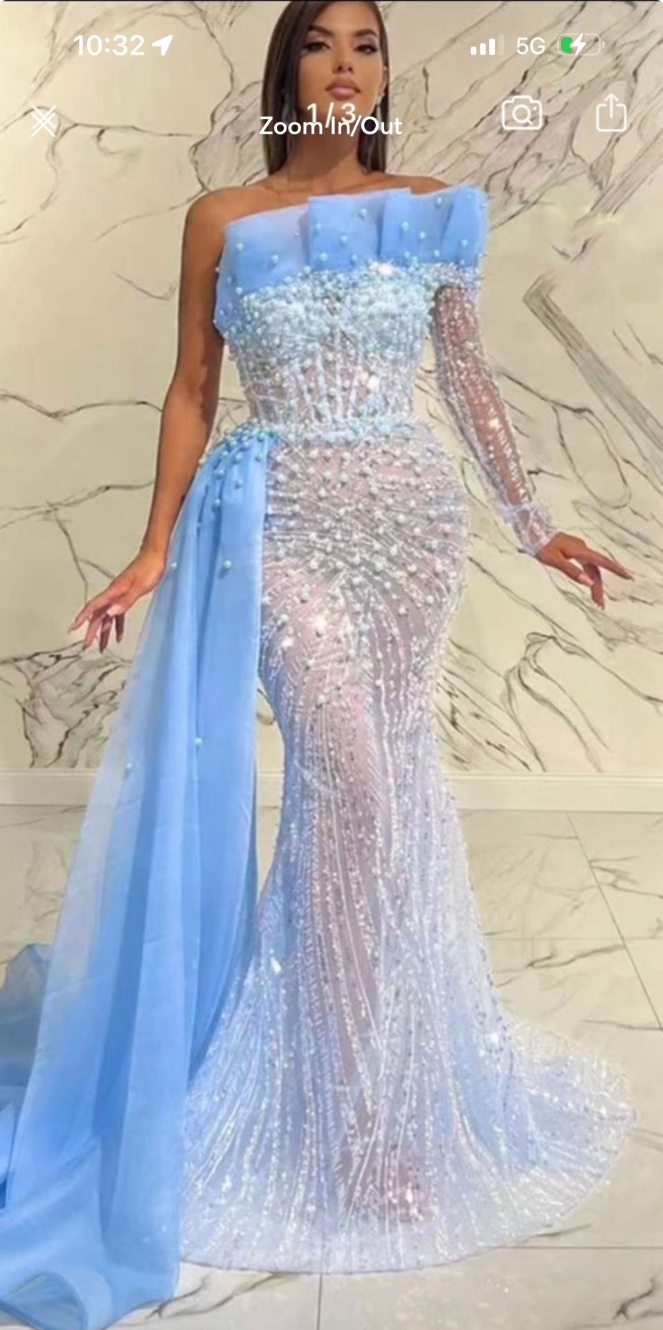 Custom Blue Mermaid Evening Dress