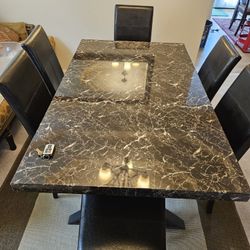 Modern Marble Dining Table with 6 Chairs – Gently Used