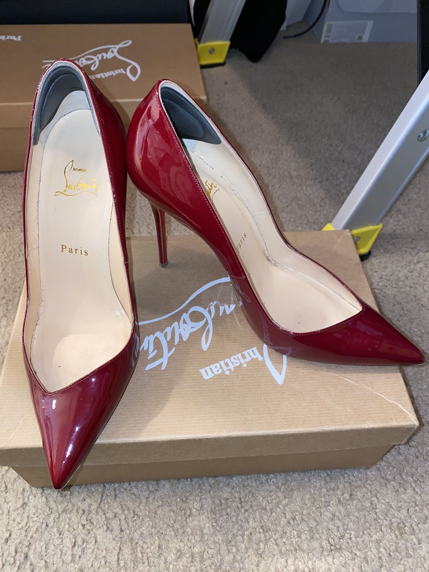 Christian Louboutin Red Completa 100 Patent Heels Pumps