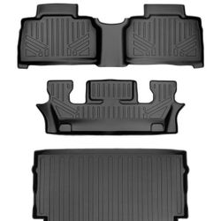SMARTLINER Floor Mats 3 Rows - Cargo Liner Behind 2nd Row Set Black Compatible with 2020-2023 Explorer Only Fits 6 Passenger Models W/Bucket Seat