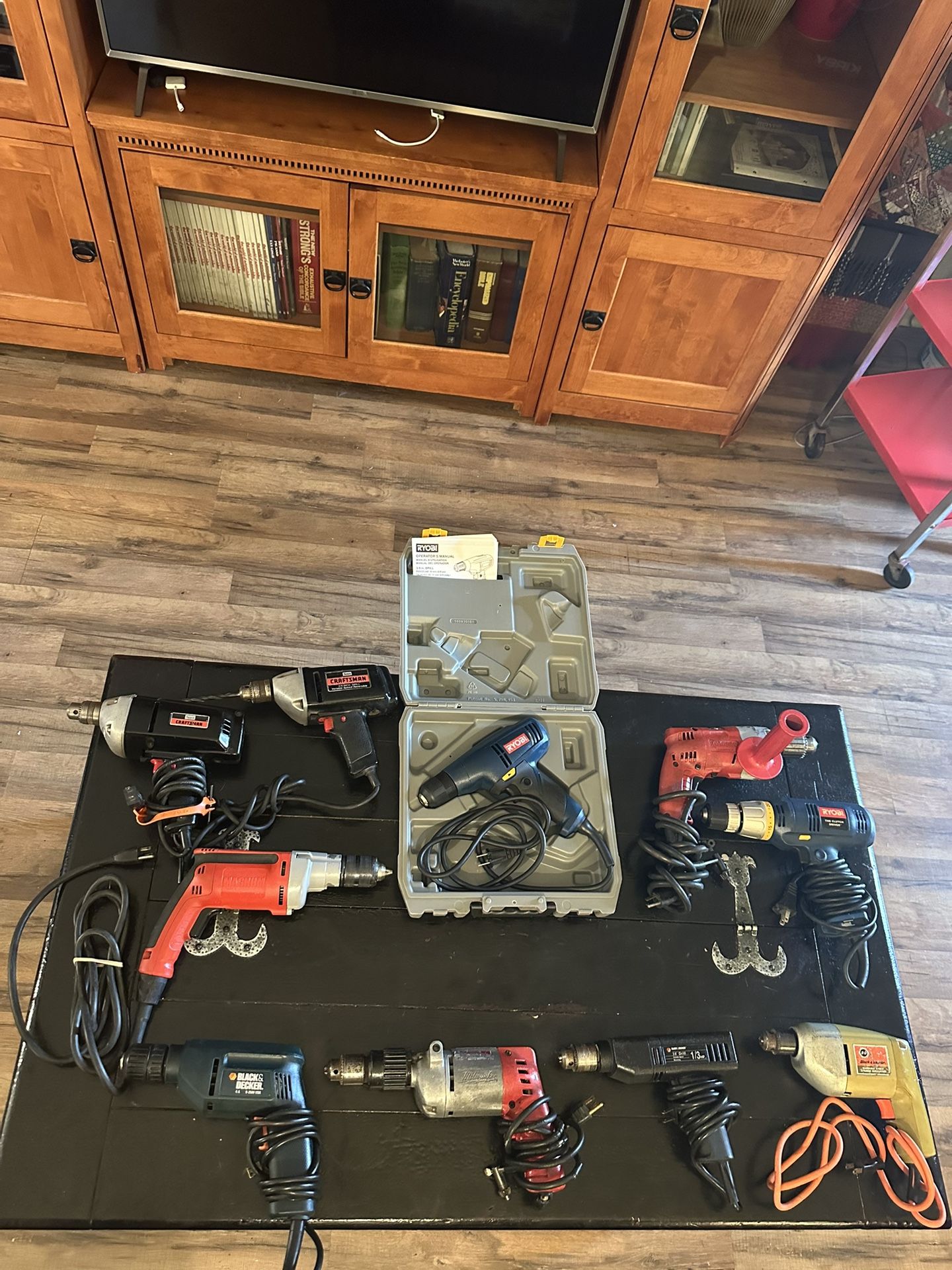 Various Drills Milwaukee, Craftsman, Ryobi, Black And Decker