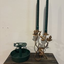 4 Fall Candle Holders & Detachable Floral Arrangement Container $8 Each Or $28 For 4