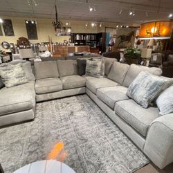 Ardsley Pewter Large U Shape Sectional Couch /  Living Room Set 👌 Bran New ✨In Stock 👍