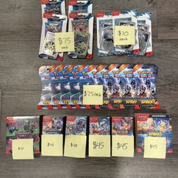 Pokemon Cards. Booster Sleeves. Blister Packs. Booster Bundles. New. Sealed. 
