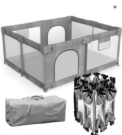 New Dearlomum Foldable 71x59 Playpen, Gray