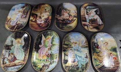 Vintage Bradford Exchange German Oval Religious Guardian Angel Plates Numbered