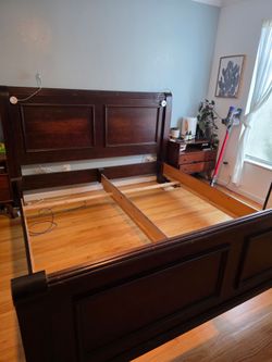FREE Cal-King Dark Wood Sleigh Bed Frame