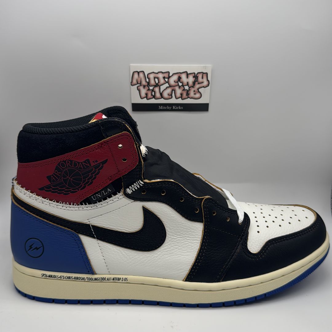 Jordan 1 Retro High OG SP Fragment x Union LA Varsity Red Sport Royal Sz. 11.5