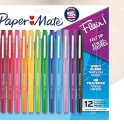 Brand New Paper Mate Flair Felt Tip Pens, Medium Point (0.7mm), Assorted Colors,
