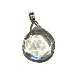 14k Gold Quartz Gemstone Drop Pendant 