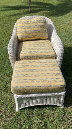 Premium Quality BRAXTON CULLER Rattan Chair and Ottoman