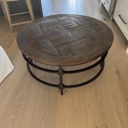 Pottery Barn PARQUET ROUND COFFEE TABLE 36"-NAT