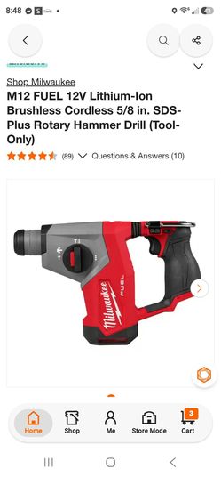 M12 FUEL 12V Lithium-lon Brushless Cordless 5/8 in. SDS- Plus Rotary Hammer Drill (Tool- Only)
