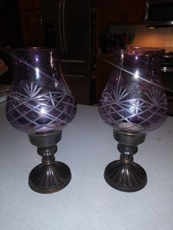 TWO 10 INCH GLASS CANDLES