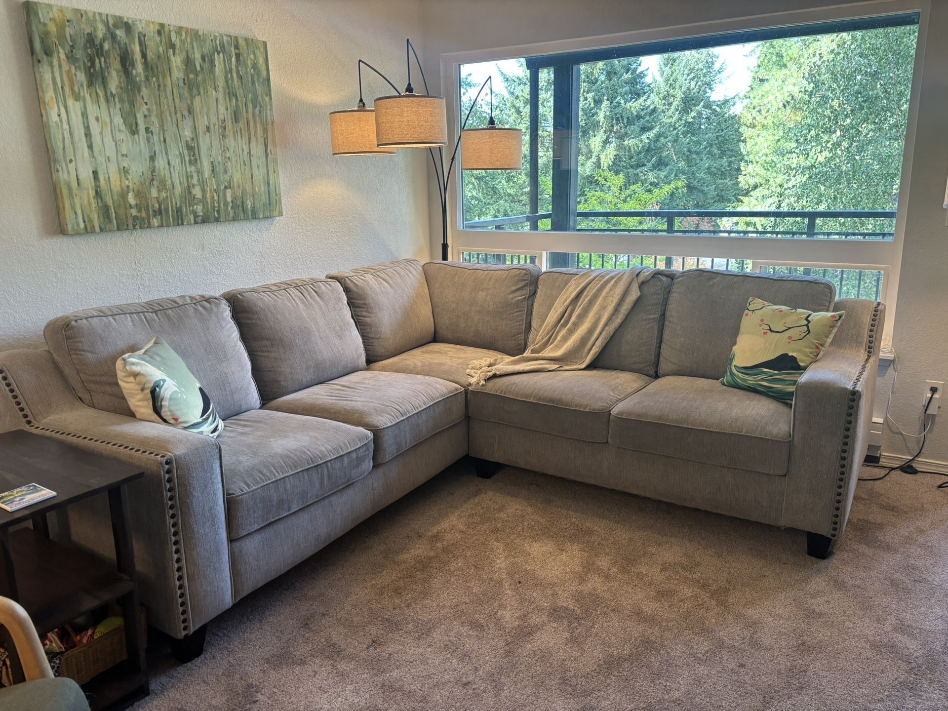 L shaped Grey fabric sectional