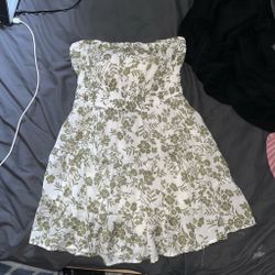 Green and white floral dress