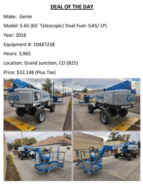 2016 Genie S-65 Boom Lift