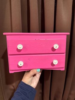 Girl Pink Wooden Mini Dresser Jewelry Box
