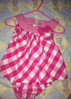 Size 12 month pink checkered baby girl outfit