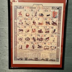 yr Wyddor Welsh Alphabet Framed Preowned Poster