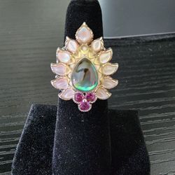 Barbara Bixby Lotus Sterling & Gemstone Ring
