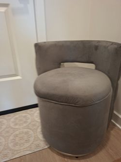 Gray Velvet Accent Chair with Open Back