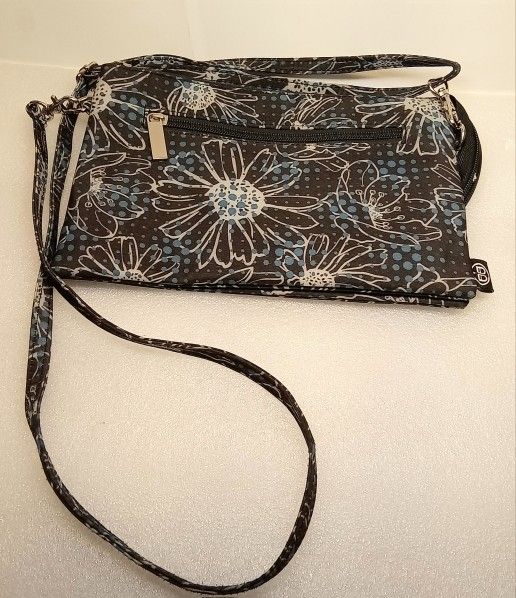GANZ Washable Y2K Trio Bag Crossbody Purse Handbag BB316 Raven Flower Print