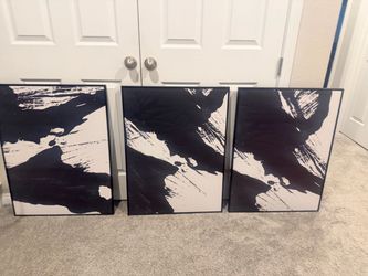 3 Piece Black & white modern wall art