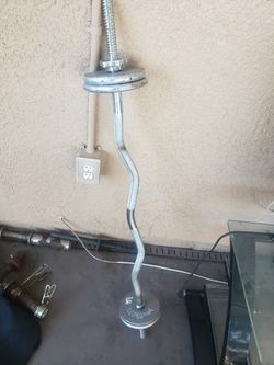 Standard Chrome Curl Barbell With Four 5 Pound Plates