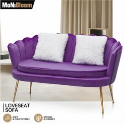 52" Velvet Tufted Upholstered Sofa Couch - Love Seat w/2 Pillows