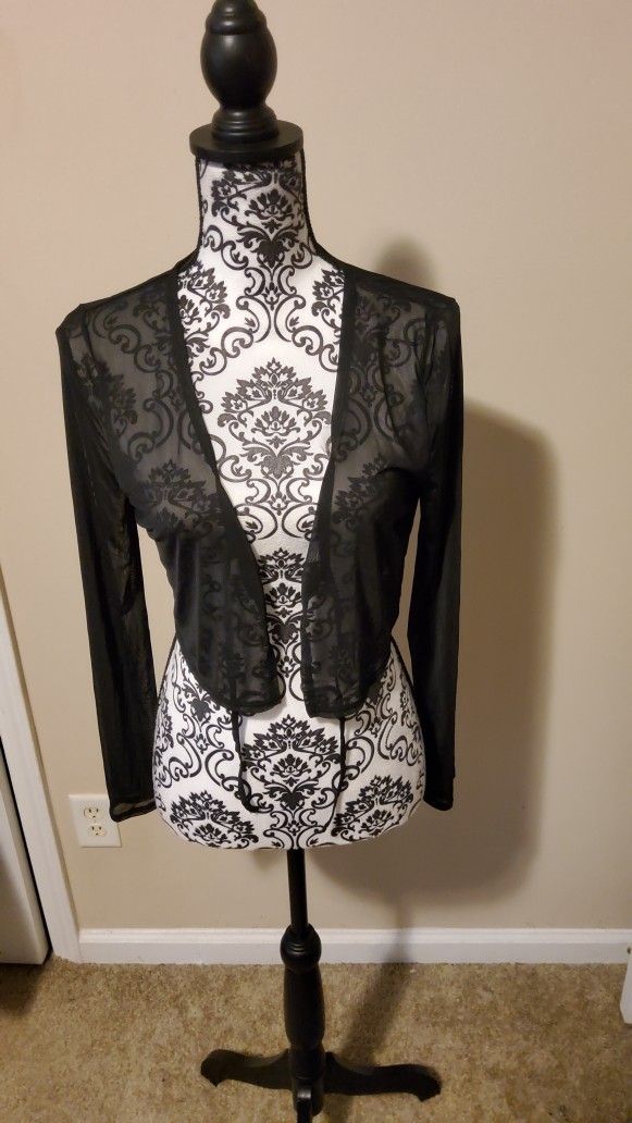 Wild Fable Black Sheer Crop Cardigan Size Small
