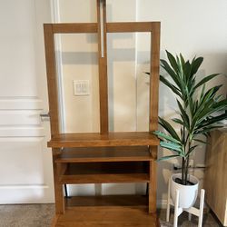 Hives & Honey Cullen TV Easel Stand – Walnut Wood on Wheels