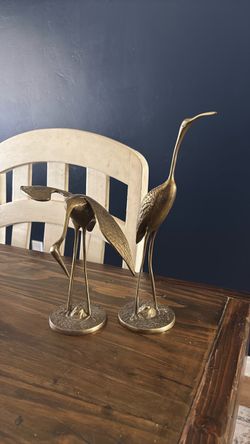 Brass Crane Bird Figurines Set of 2
