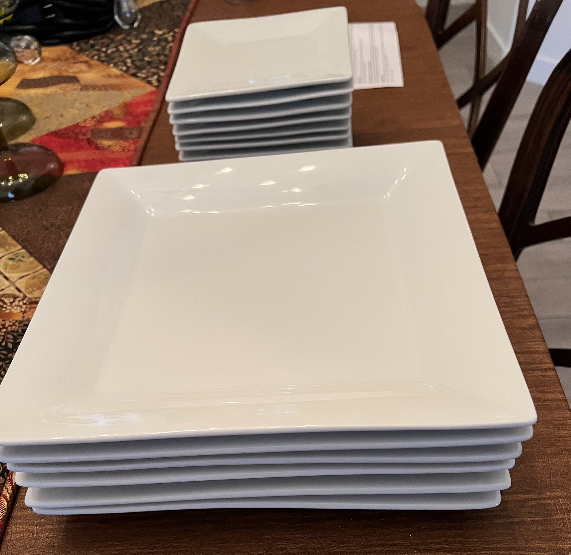 Square Crate & Barrel Plates (11 Dinner and 12 wSide Plates) - Excellent Condition!