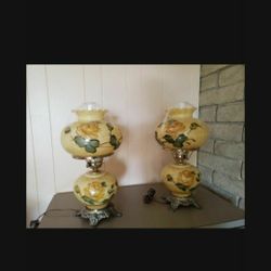 Pair Pair Of Matching Antique Lamps