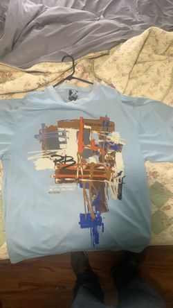 Vintage abstract art shirt in blue triple X