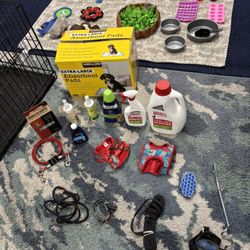 Dog Owners Bundle (gate, crate, toys, cleaning supplies, and more!)