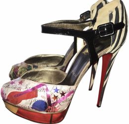 100% Authentic Louboutin multi color N 299 Trash 150 Platforms