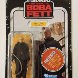 RETRO KENNER CARD.  STAR WARS RETRO COLLECTION.  THE BOOK OF BOBA FETT.  DUNE SEA BOBA FETT 3.75 " ACTION FIGURE. 