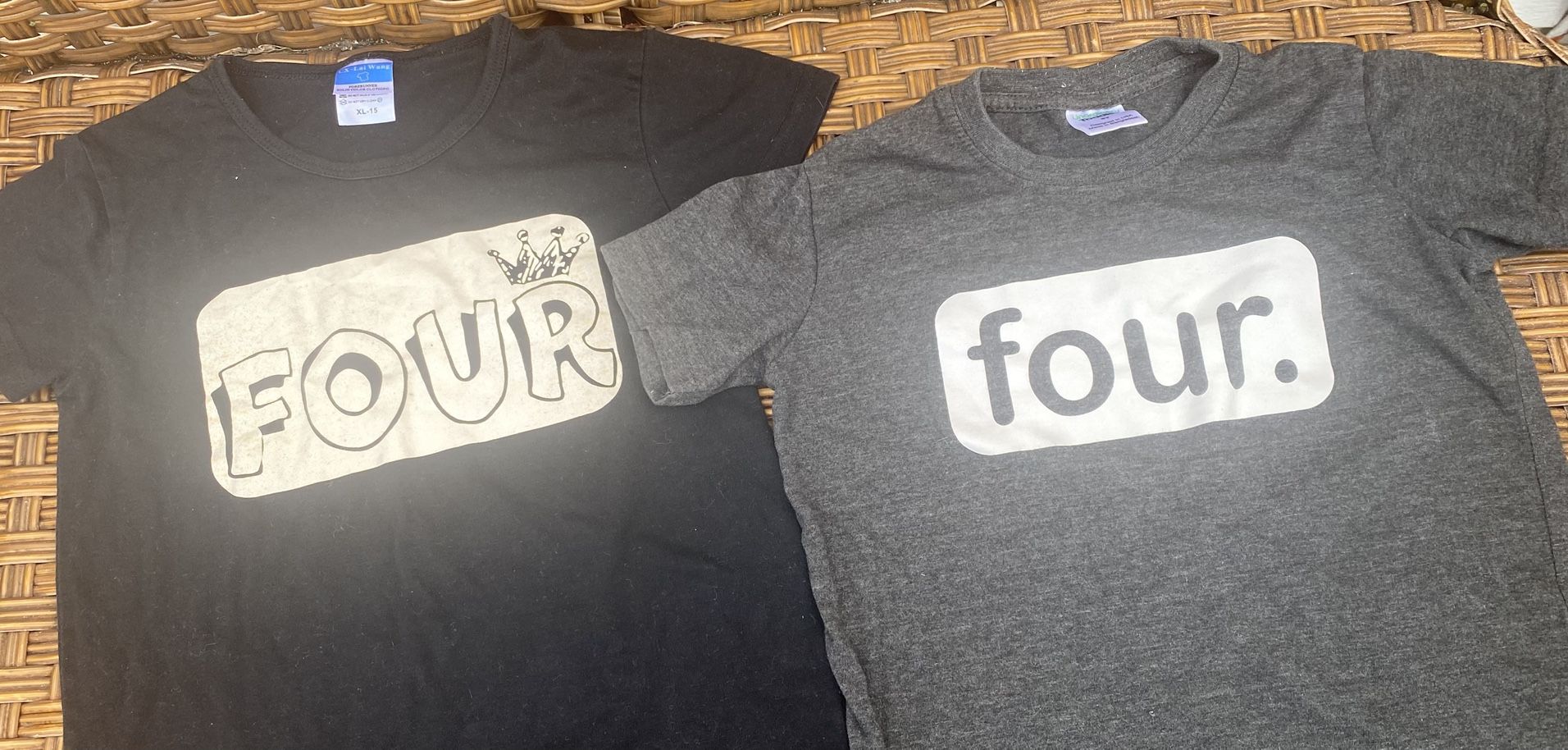 2 Gender Neutral age “four” T-shirts size 5