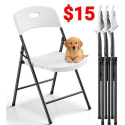 Folding Chairs ($15 Each) White Folding Chairs for Outside Indoor, Portable 350 Ibs Capacity Heavy Duty Plastic Metal Foldable Chairs Commercial 