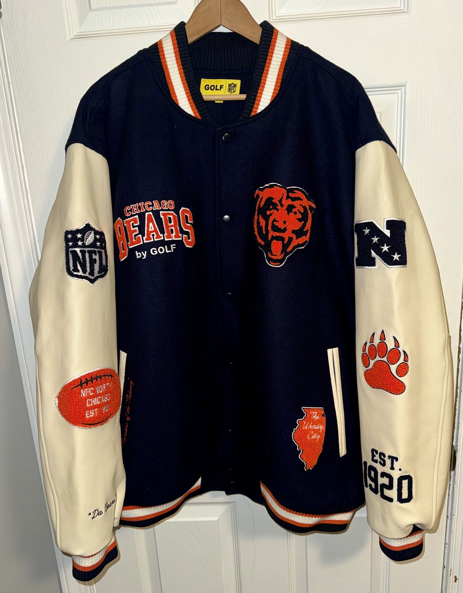 3XL Chicago Bears Letterman Jacket by GOLF WANG